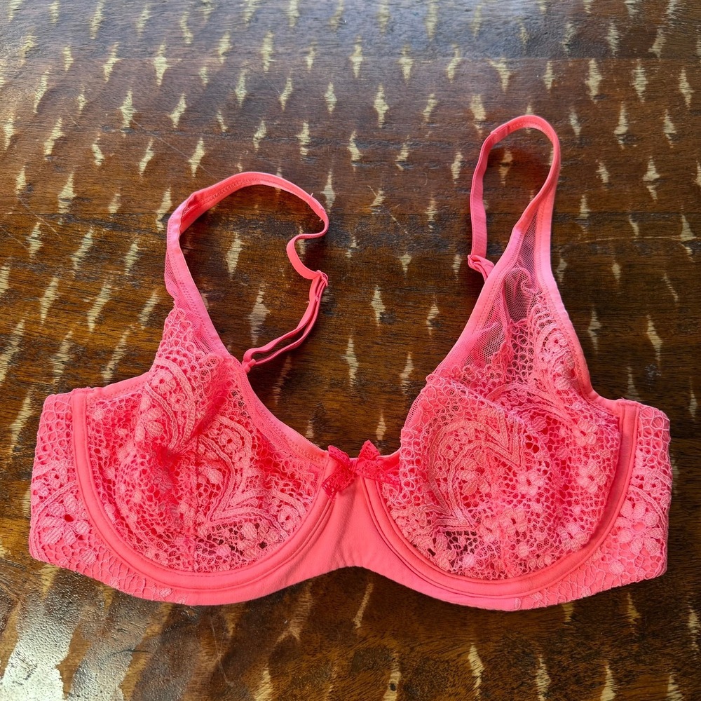 Victoria's Secret Unlined Demi Bra Body by Victoria Modern Womens 34D Pink Lace